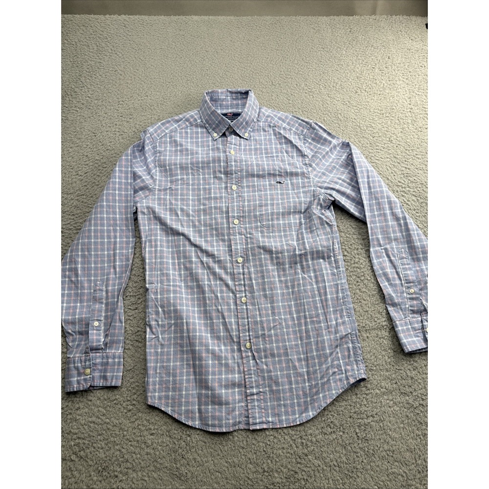 Vineyard Vines Tucker Shirt Mens XS Classic Fit L/S Blue Plaid Stretch